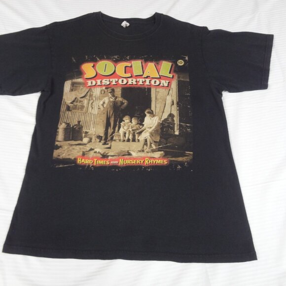 SOCIAL DISTORTION HARD TIMES NURSERY RHYMES BLK MEDIUM SHIRT L207 (HOLE C PICS) - Picture 3 of 5